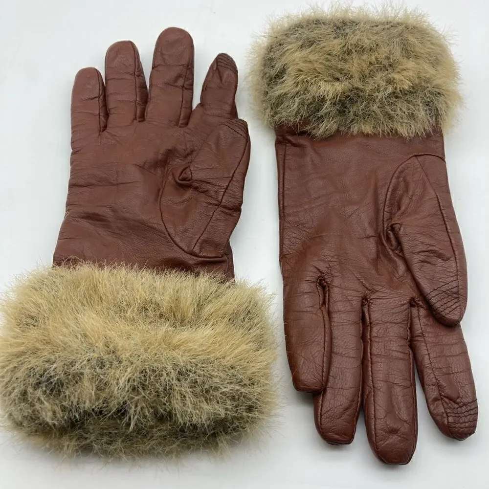 Vintage Merona Leather Gloves Size LG Cognac Color